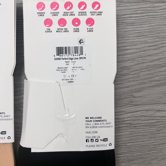 4 Pair of Women's HUE Classic Perfect EdgeLace/Solid Liners, Black/Beige - Picture 6 of 6